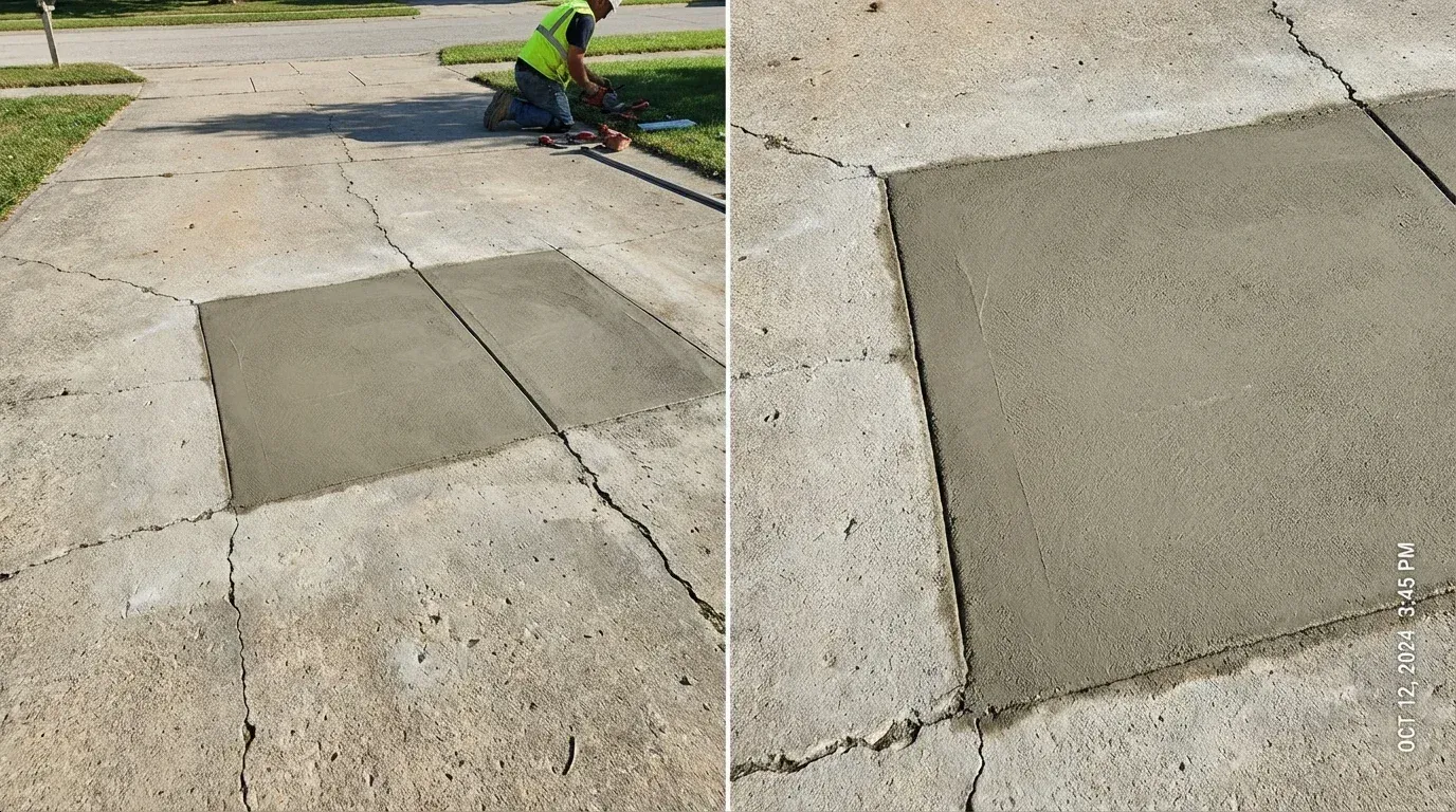 Concrete Crack & Spall Repair process close-up